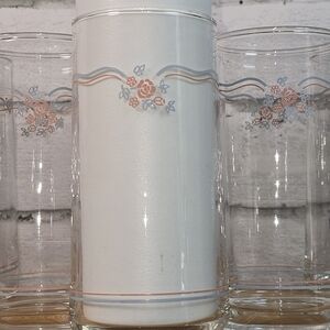 CORELLE ENGLISH BREAKFAST SET OF 6 DRINKING GLASSES VINTAGE EUC